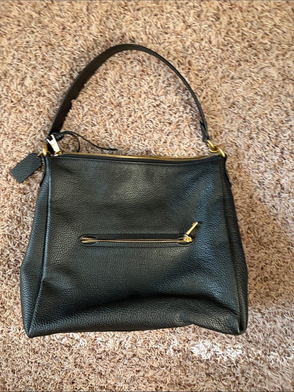 Coach Black Leather Shoulder Bag with Gold Hardware